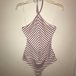 New Striped halter body suit